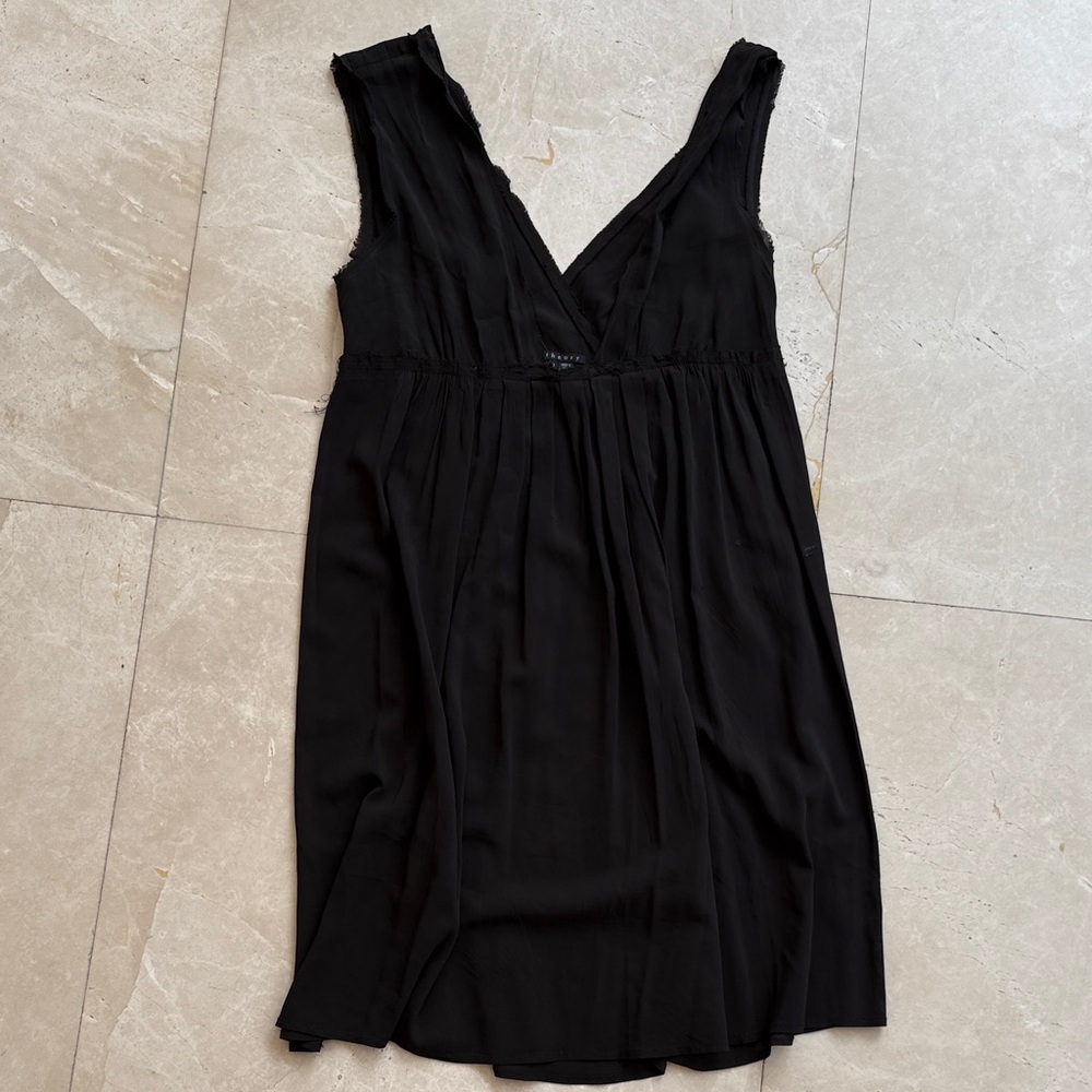 Theory black V-Neck Sleeveless Mini Dress